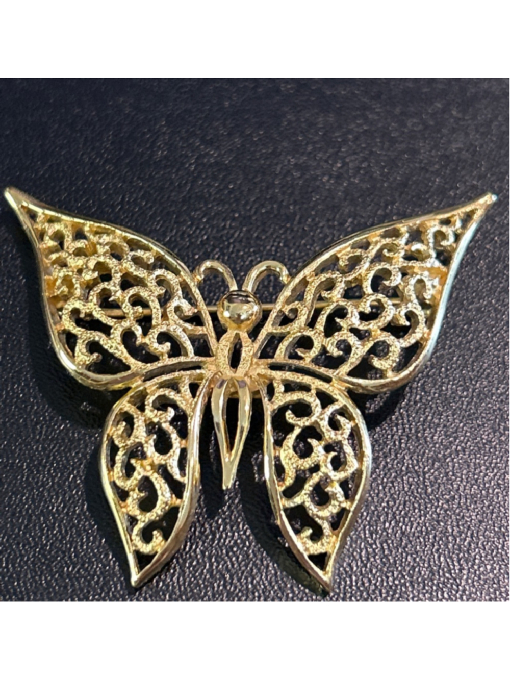 Women's Trifari Gold Tone Filigree Butterfly Brooch Pin One Size